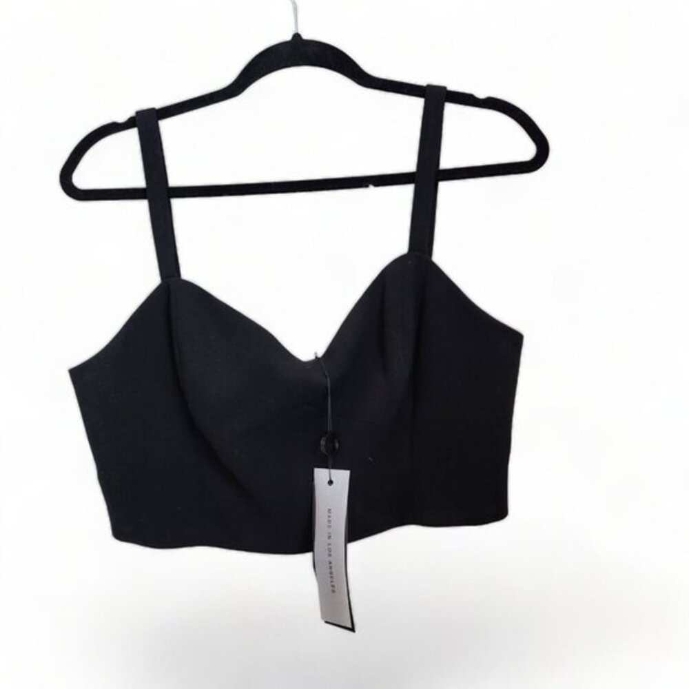 BLACK HALO Bustier Top Womens Size 12 Black Crop Top Sleeveless Tank NWT